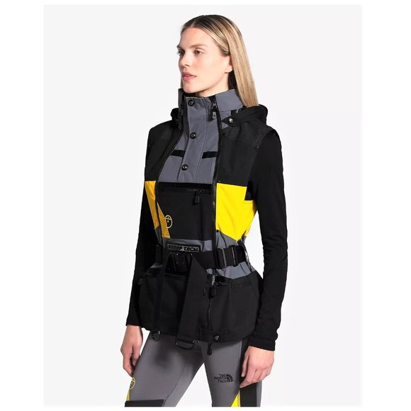 The North Face STEEP TECH Unisex Apogee Hooded Shell Ski Vest Yellow/Black  NEW - Picture 11 of 14